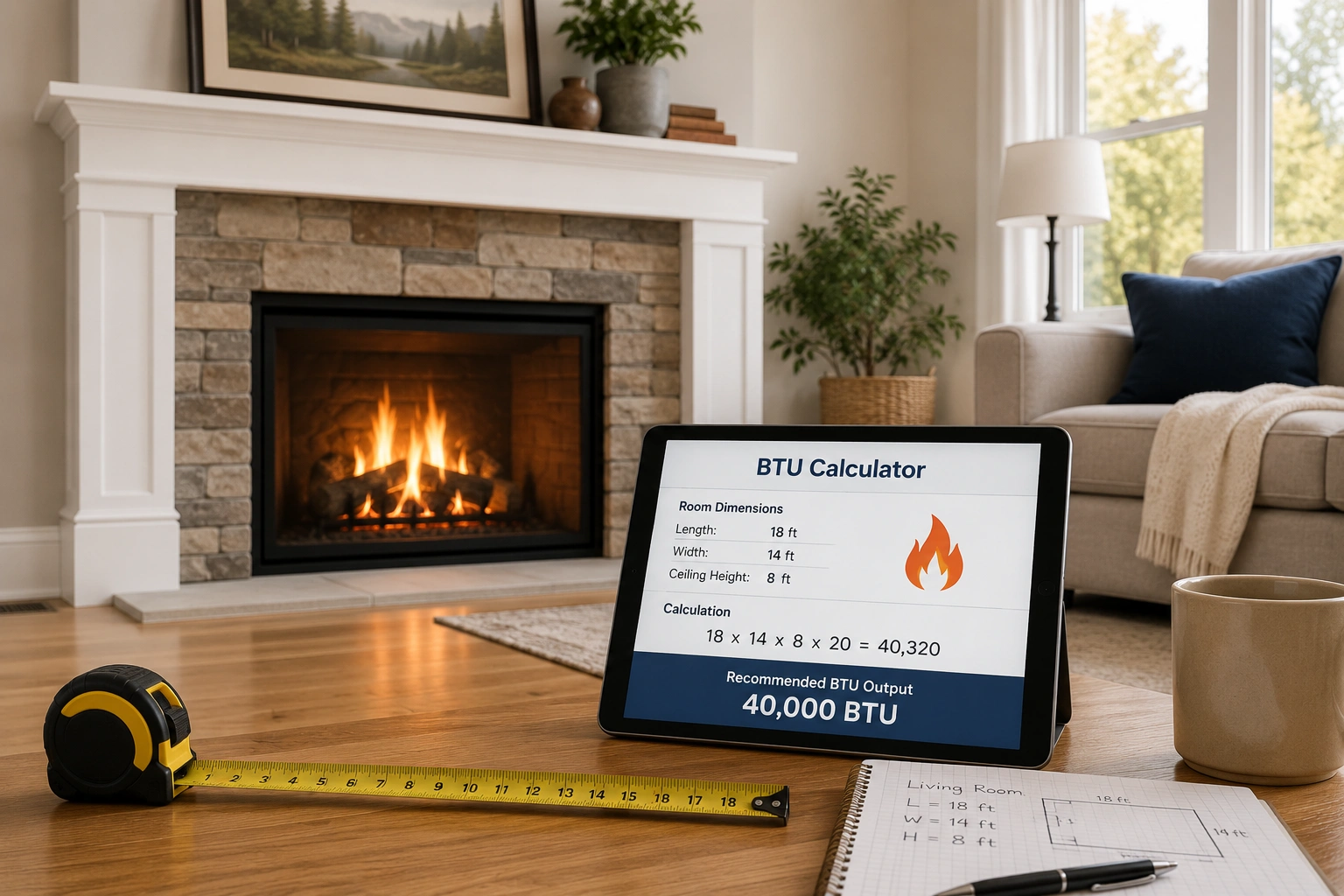 How to calculate BTU requirements for fireplace