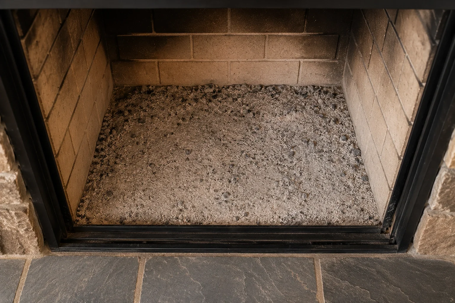 Proper ash level in fireplace