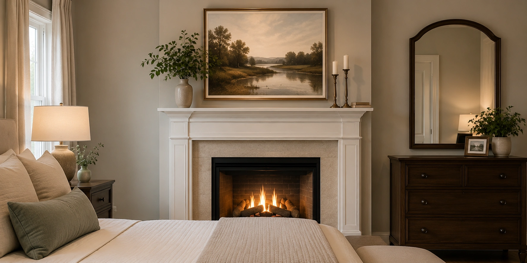 Artwork Above Bedroom Fireplace