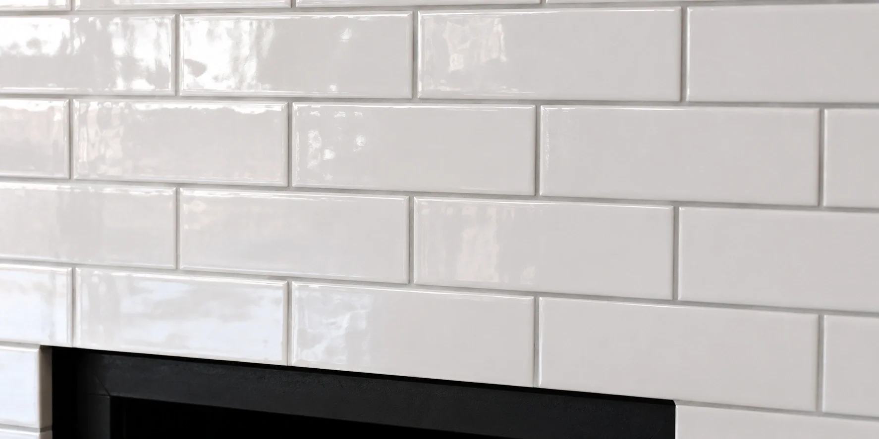Ceramic tile fireplace surround with classic design