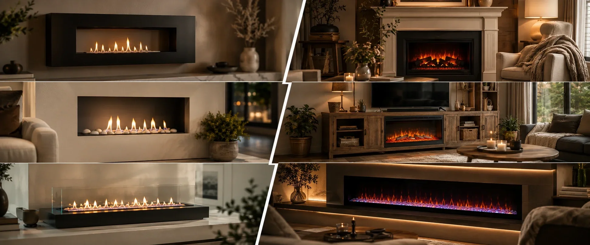 Design options comparison between ethanol and electric fireplaces