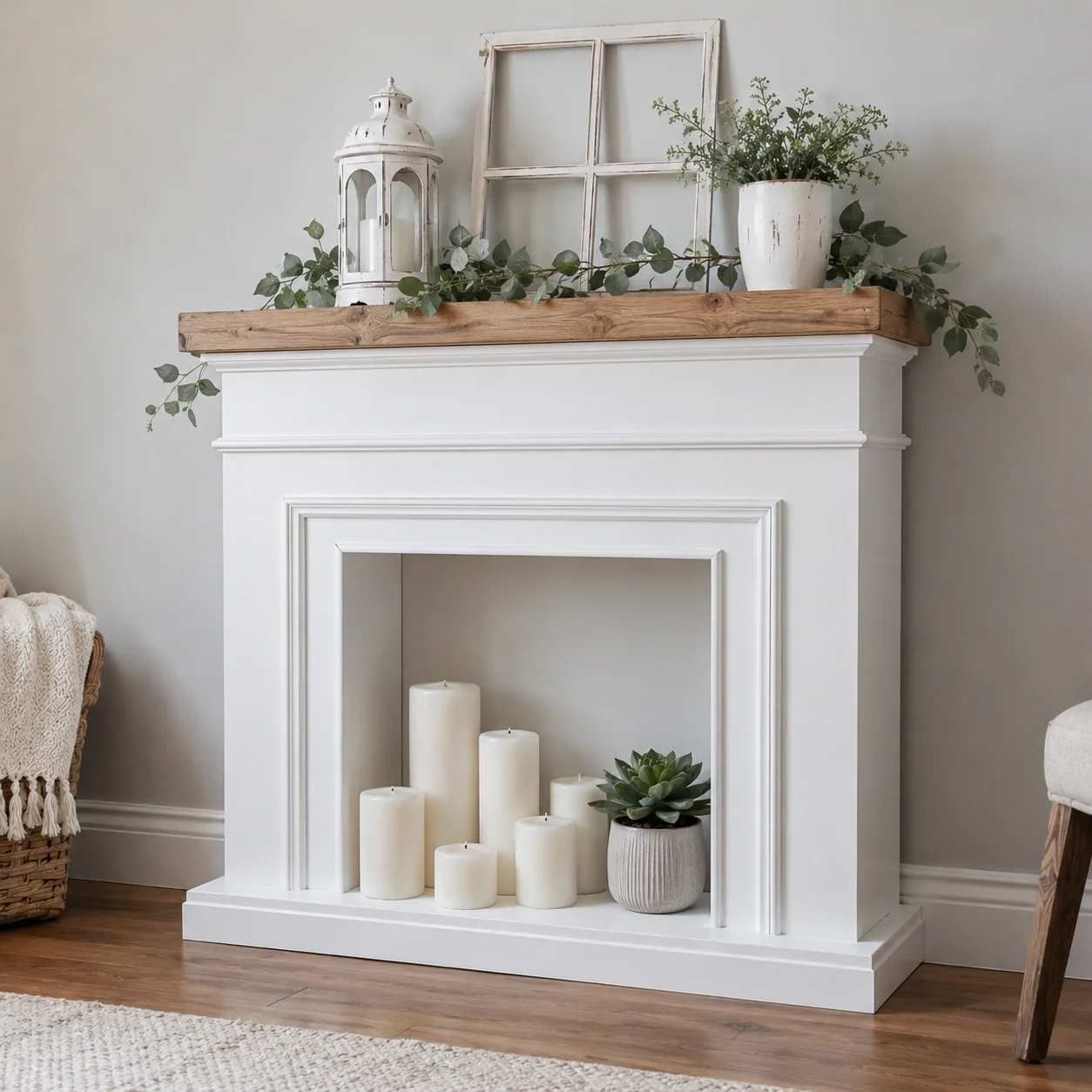 DIY faux fireplace decorative structure