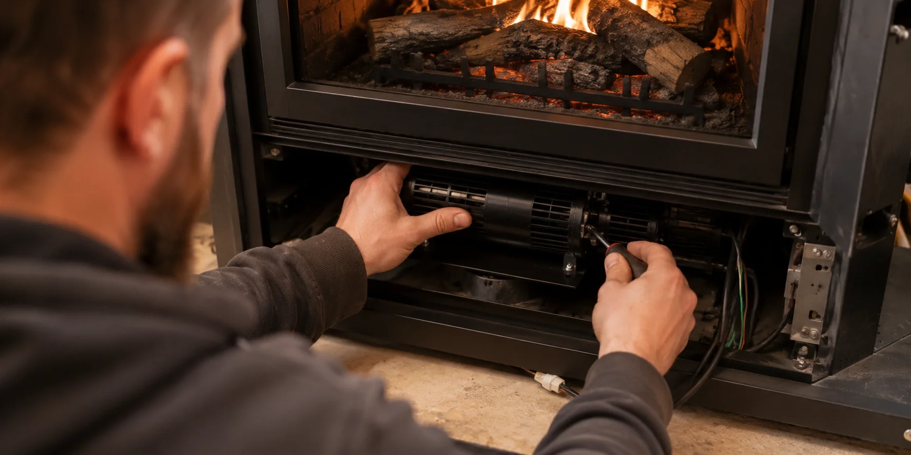 Installing fireplace blower unit
