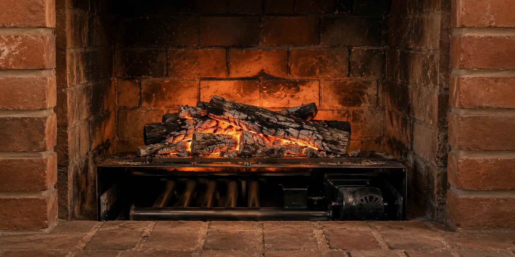 Masonry fireplace blower system