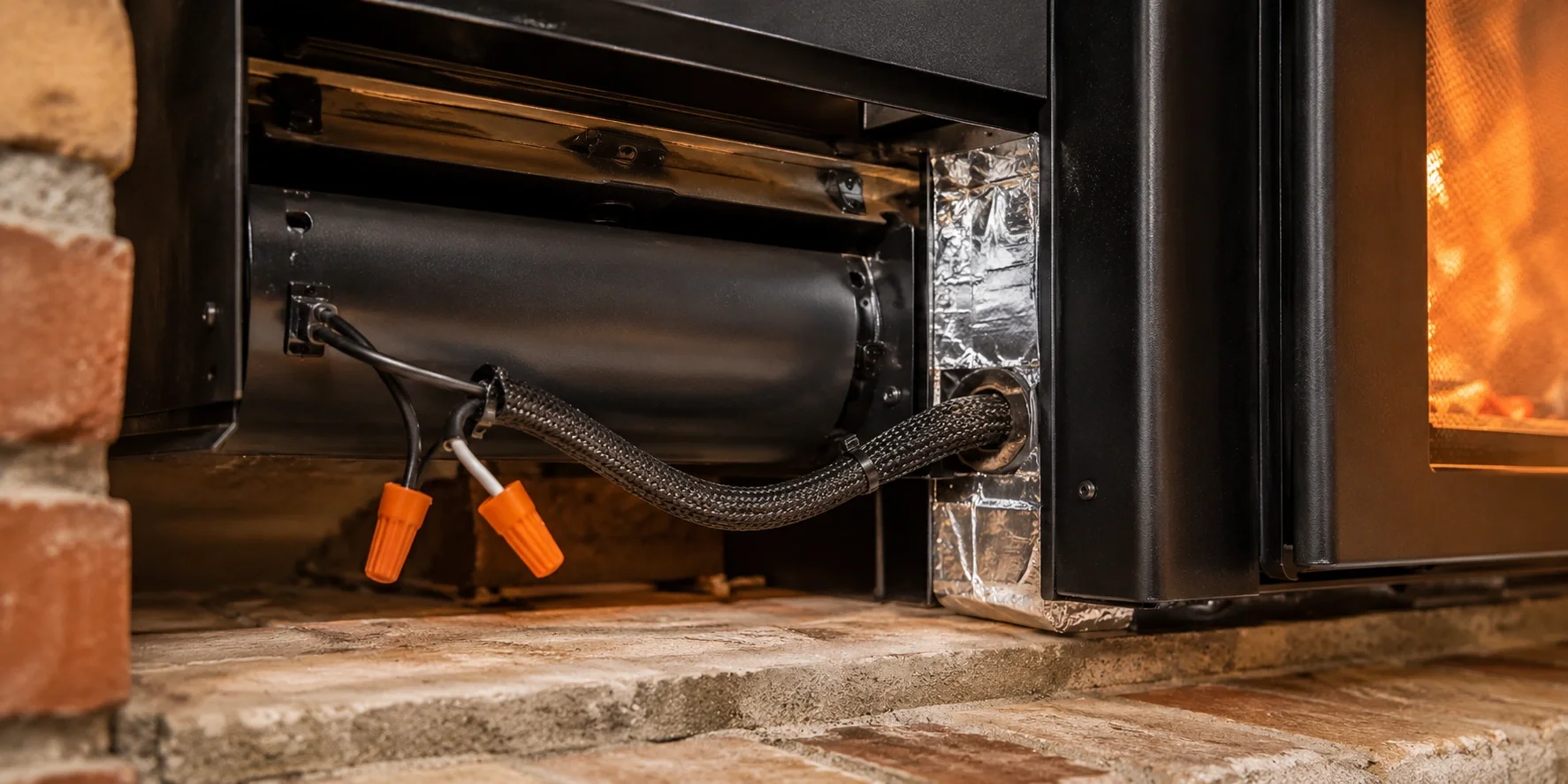 Safety features for fireplace blower installation
