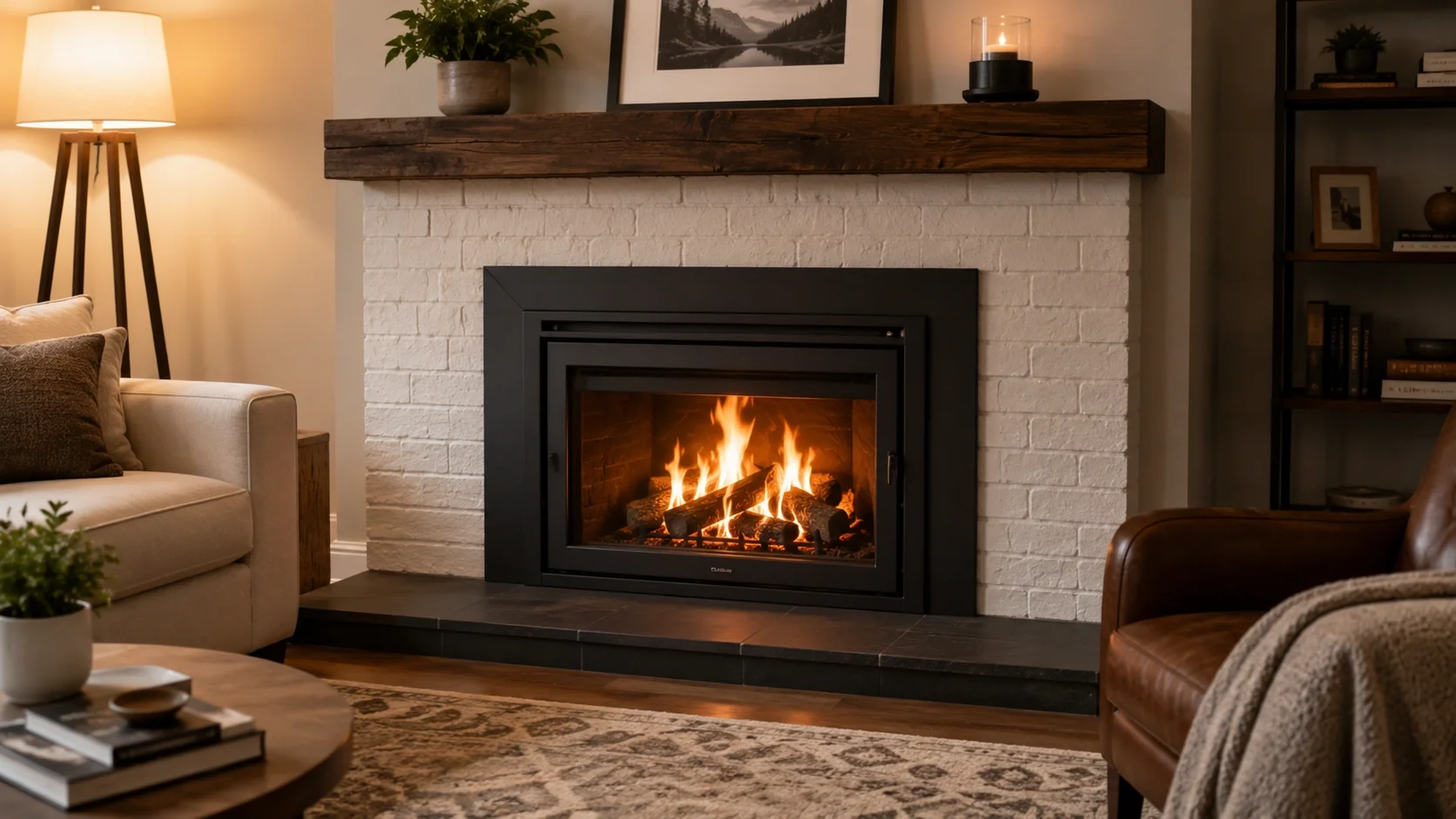Beautifully completed DIY fireplace insert installation