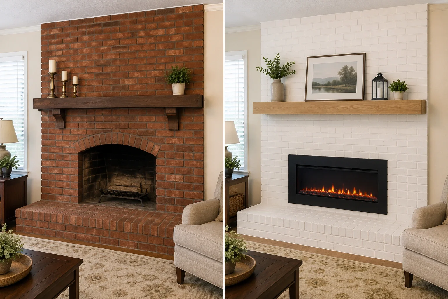 DIY fireplace makeover transforming old fireplace