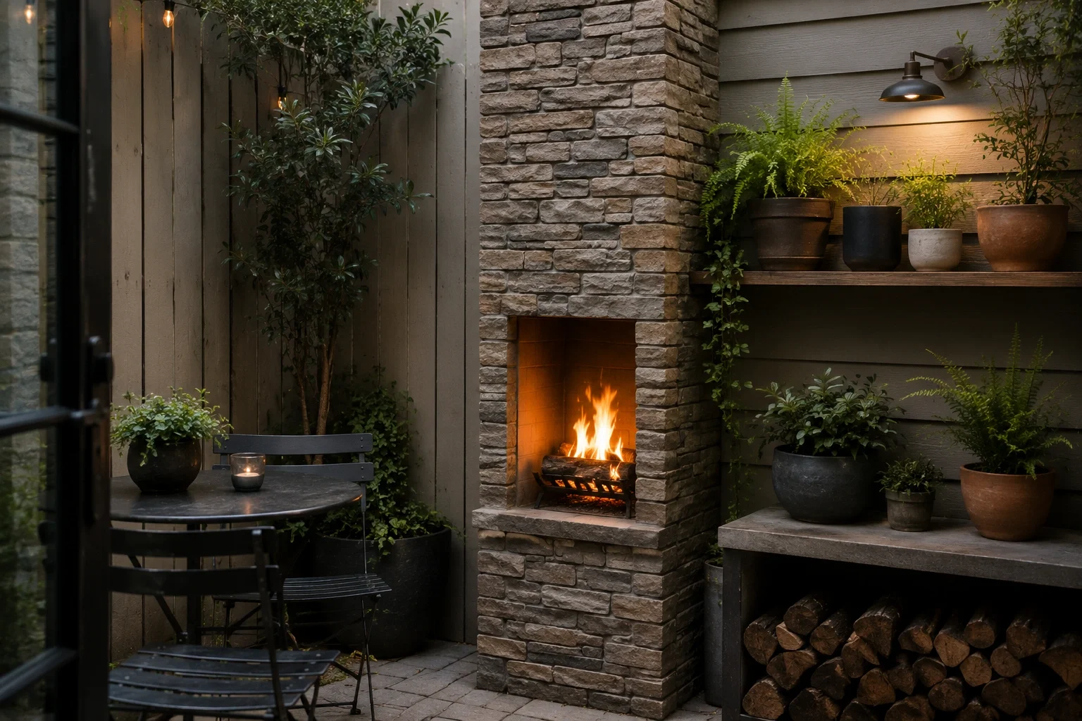 Compact garden fireplace for small spaces