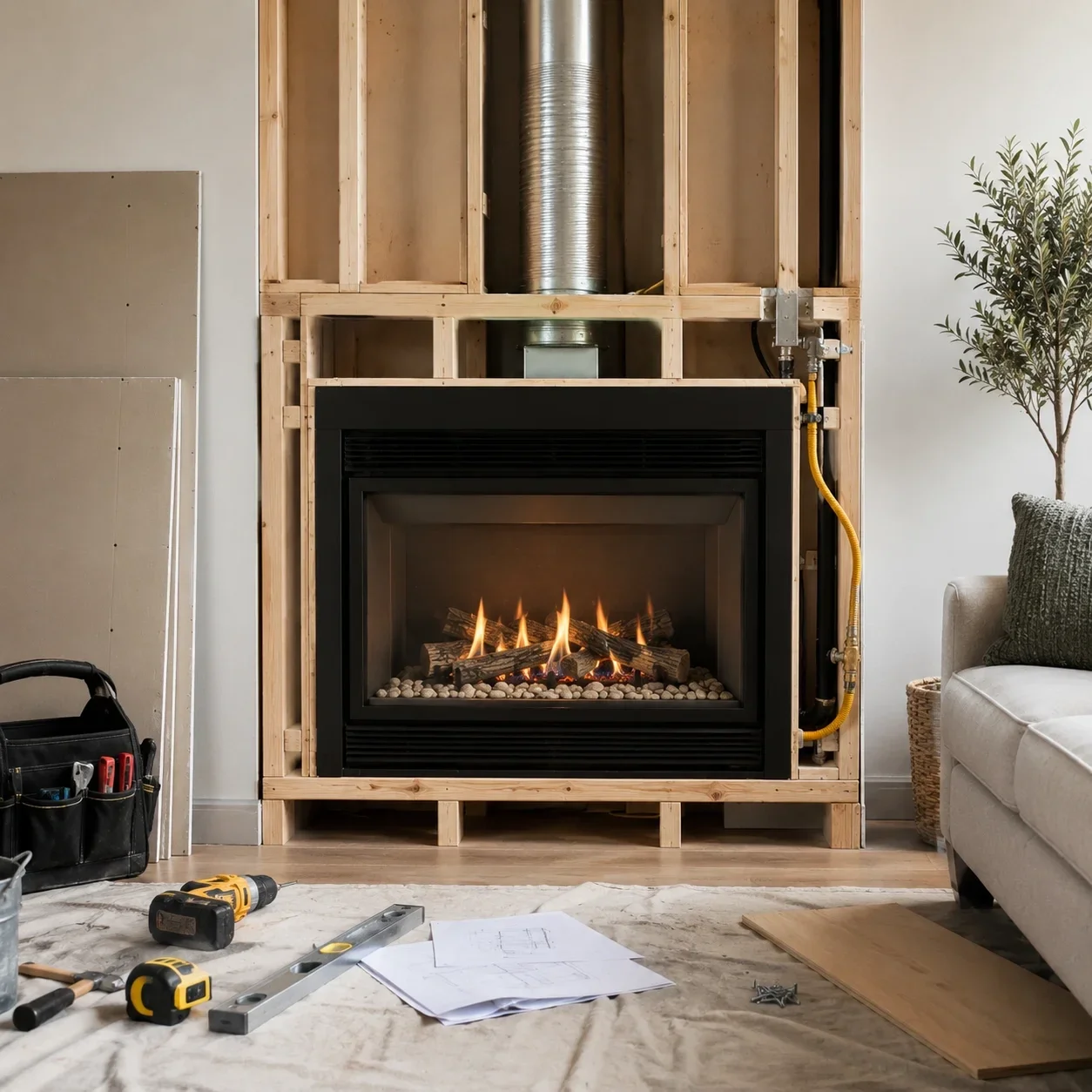 DIY gas fireplace installation