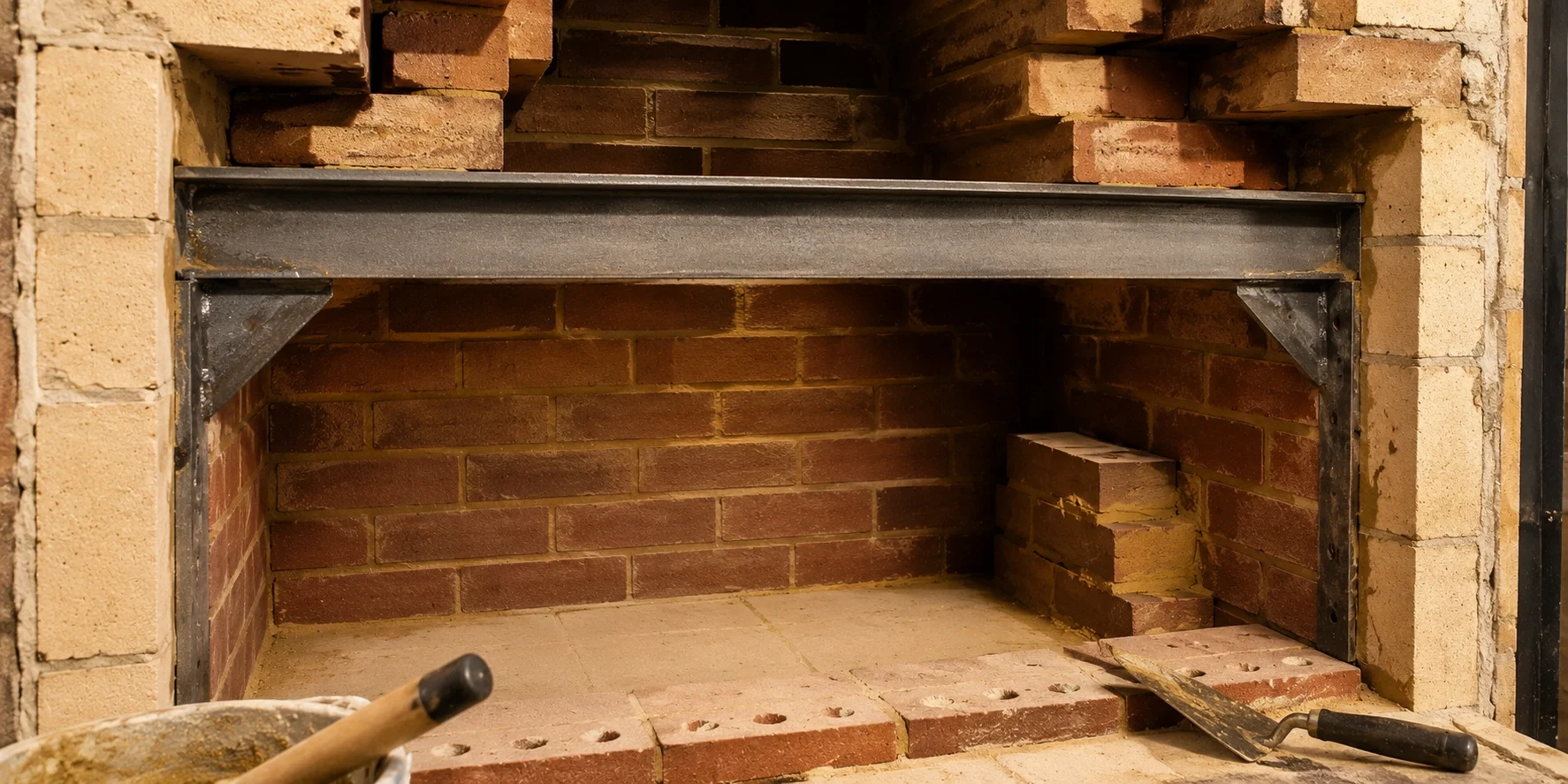 Firebox construction for DIY wood fireplace
