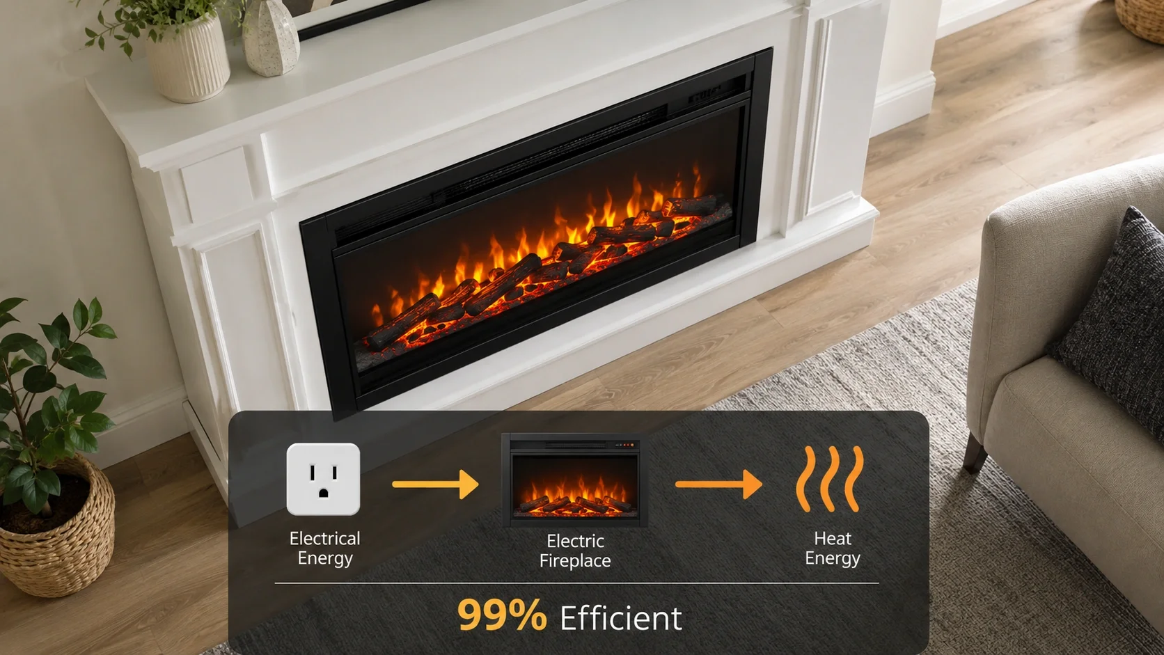 Electric fireplace energy consumption diagram