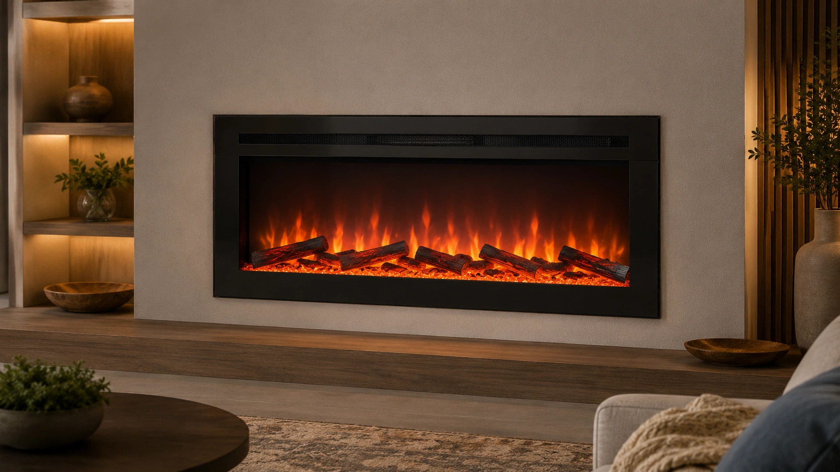 Electric fireplace insert with realistic LED flame effect