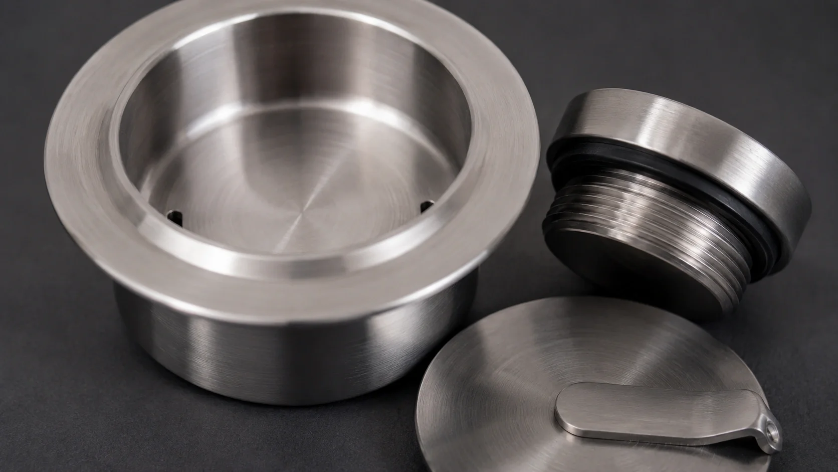 Close-up of ethanol fireplace burner components showing fuel cup and openings