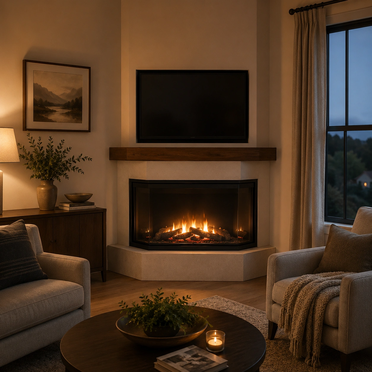 Corner Fireplace Ideas for maximizing space