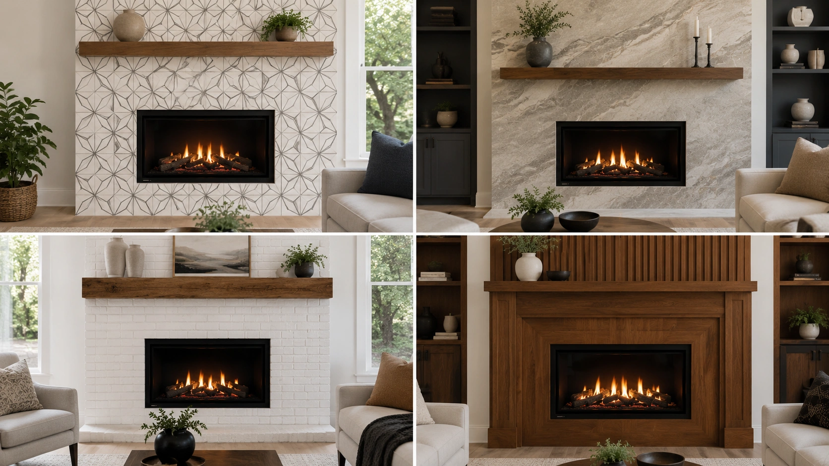 Various fireplace surround designs from modern to traditional