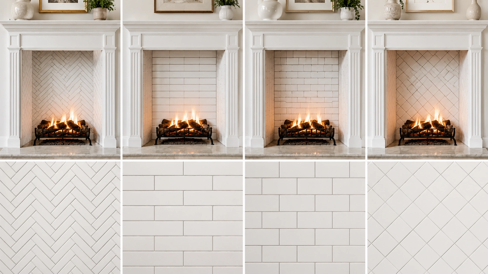 Various fireplace tile pattern examples