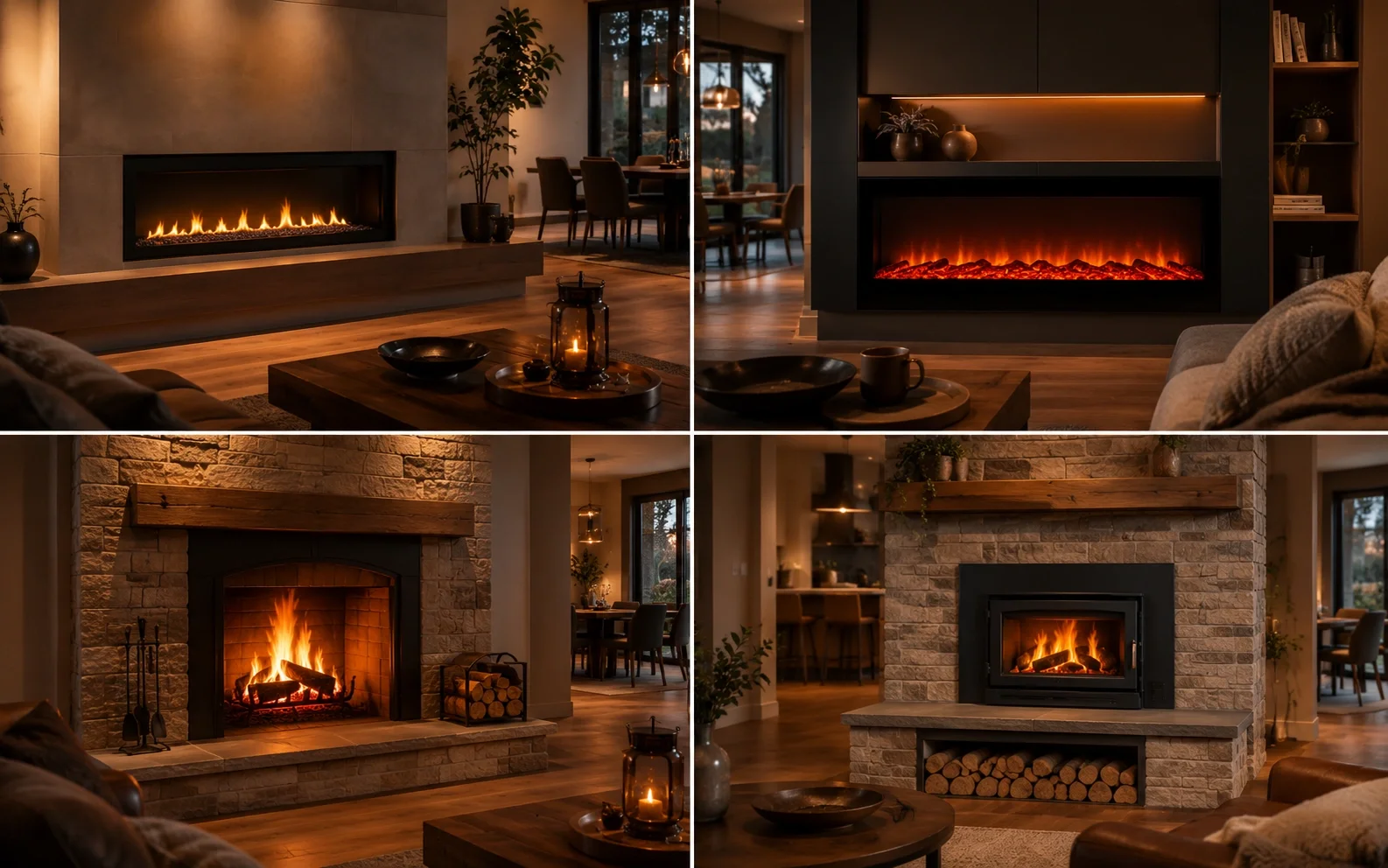 Comparison of different fireplace types for open concept spaces