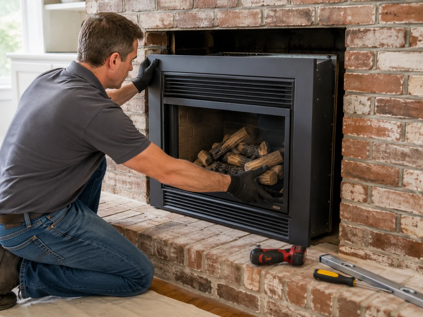 Gas fireplace insert for existing fireplace