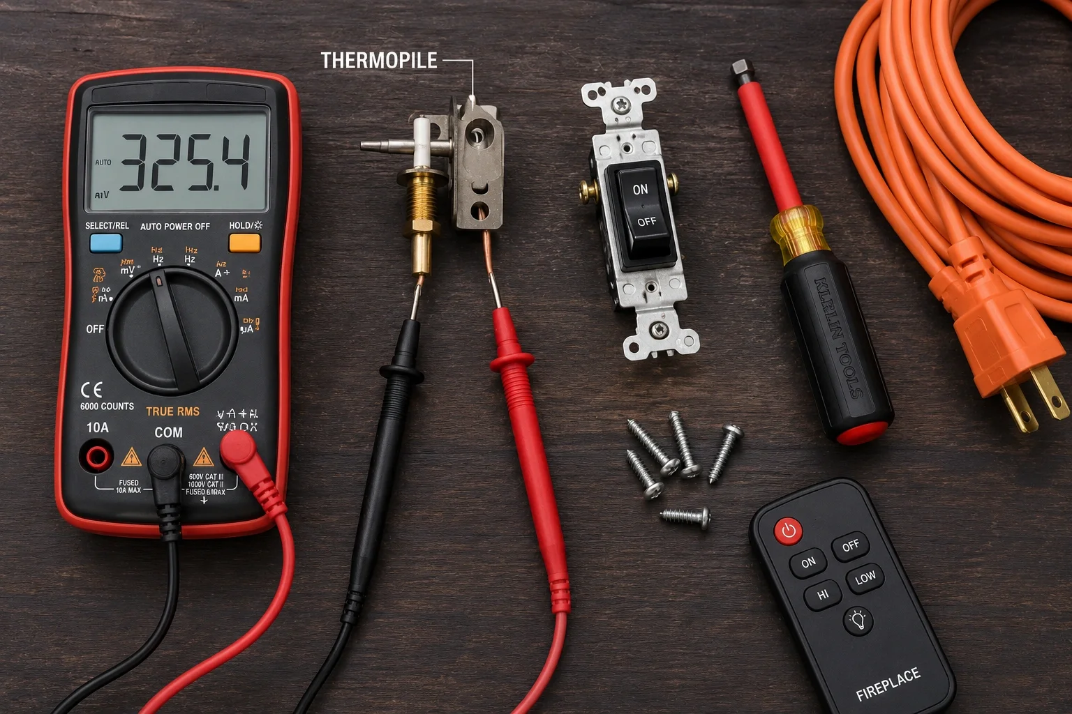 Diagnosing a stuck gas valve and thermopile on a natural gas fireplace
