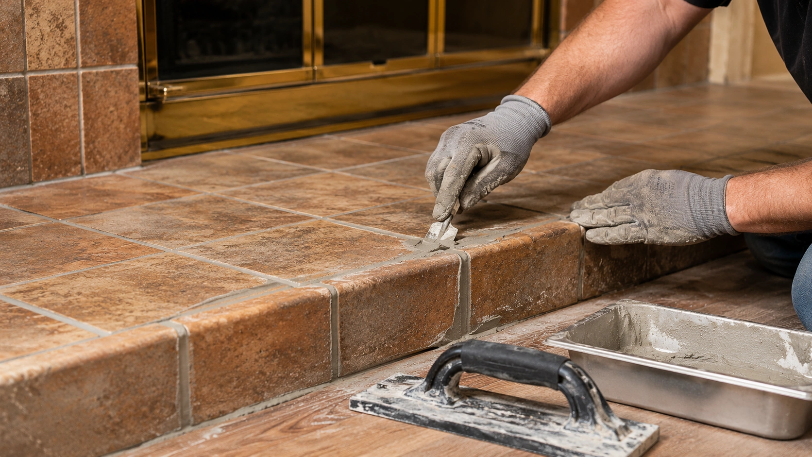 Repairing hearth grout