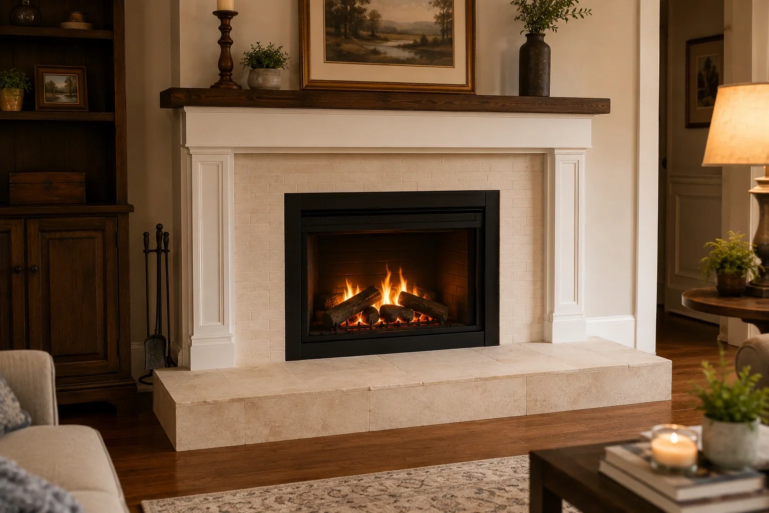 Raised fireplace hearth design