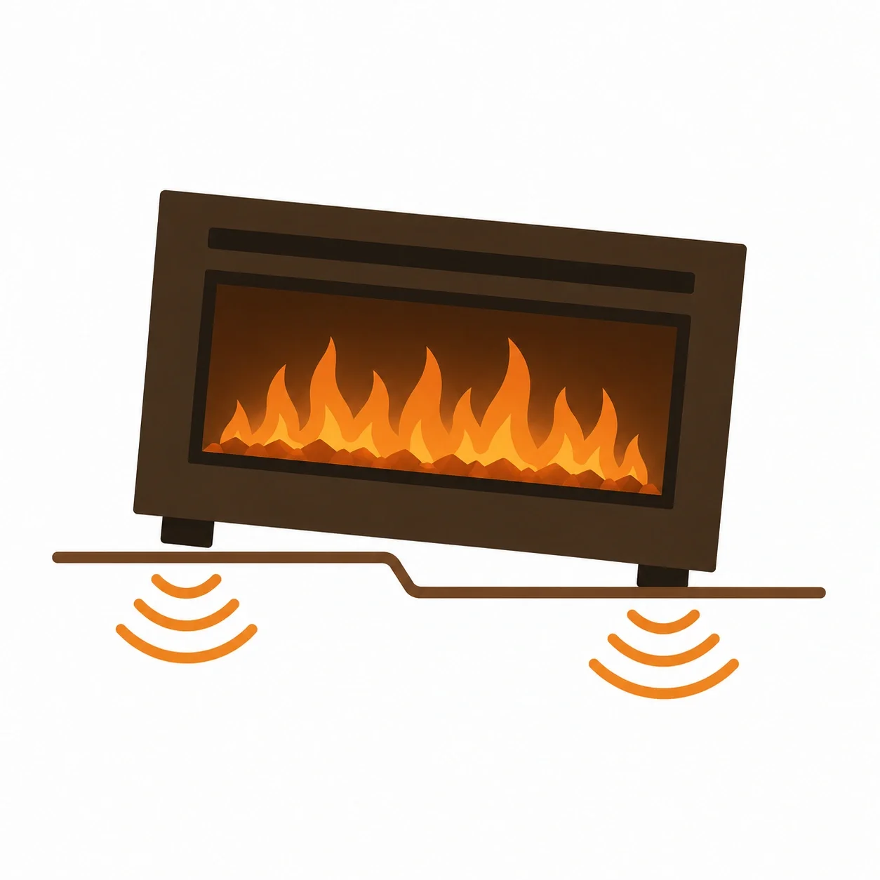 Fireplace on uneven surface causing vibration
