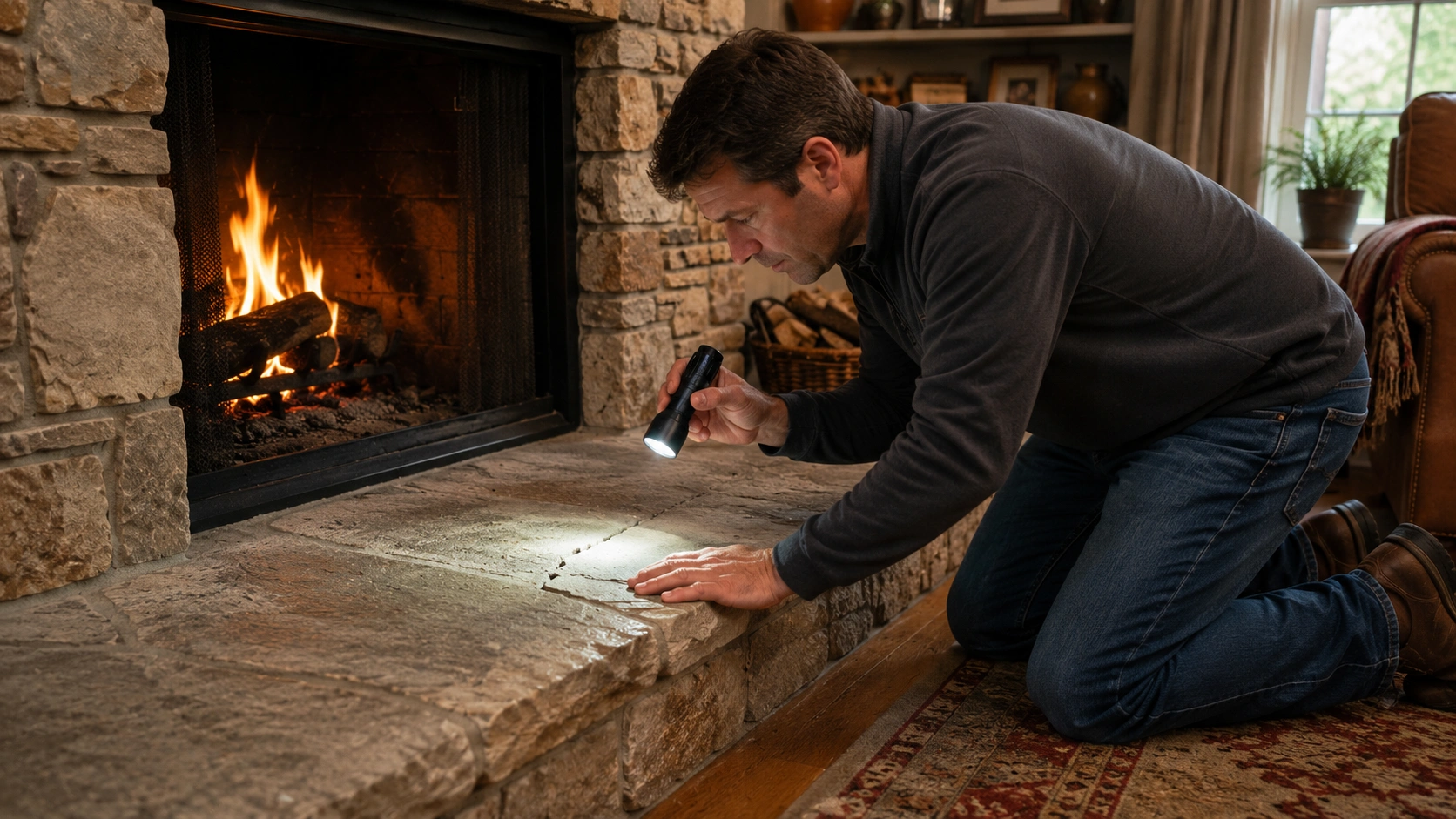 Inspecting hearth for damage