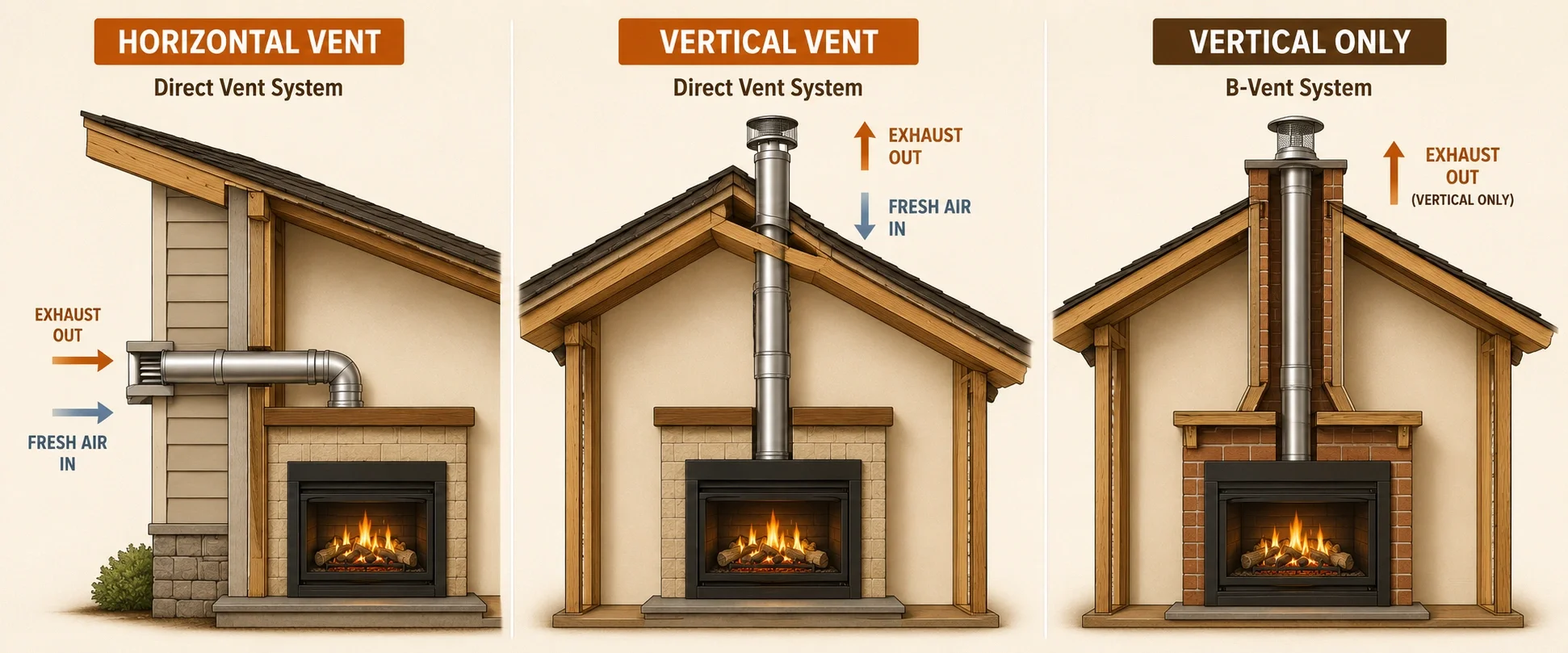 Installation flexibility comparison between direct vent and B-vent