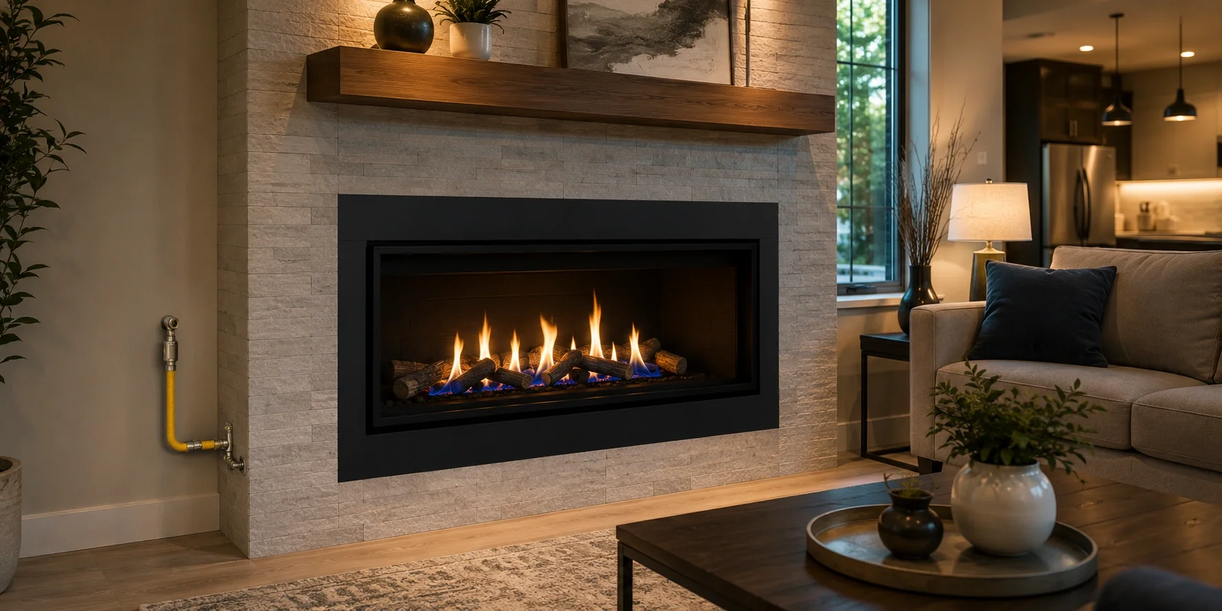 Features of a natural gas fireplace