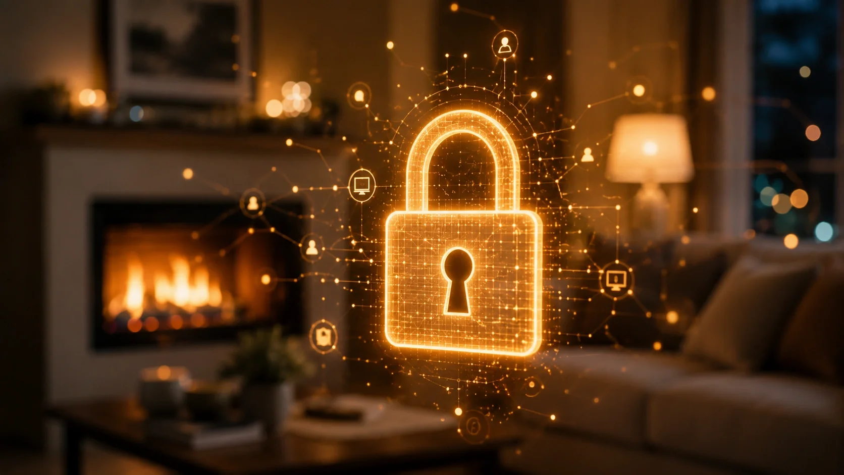 Visual representation of online data protection and user privacy with digital security elements