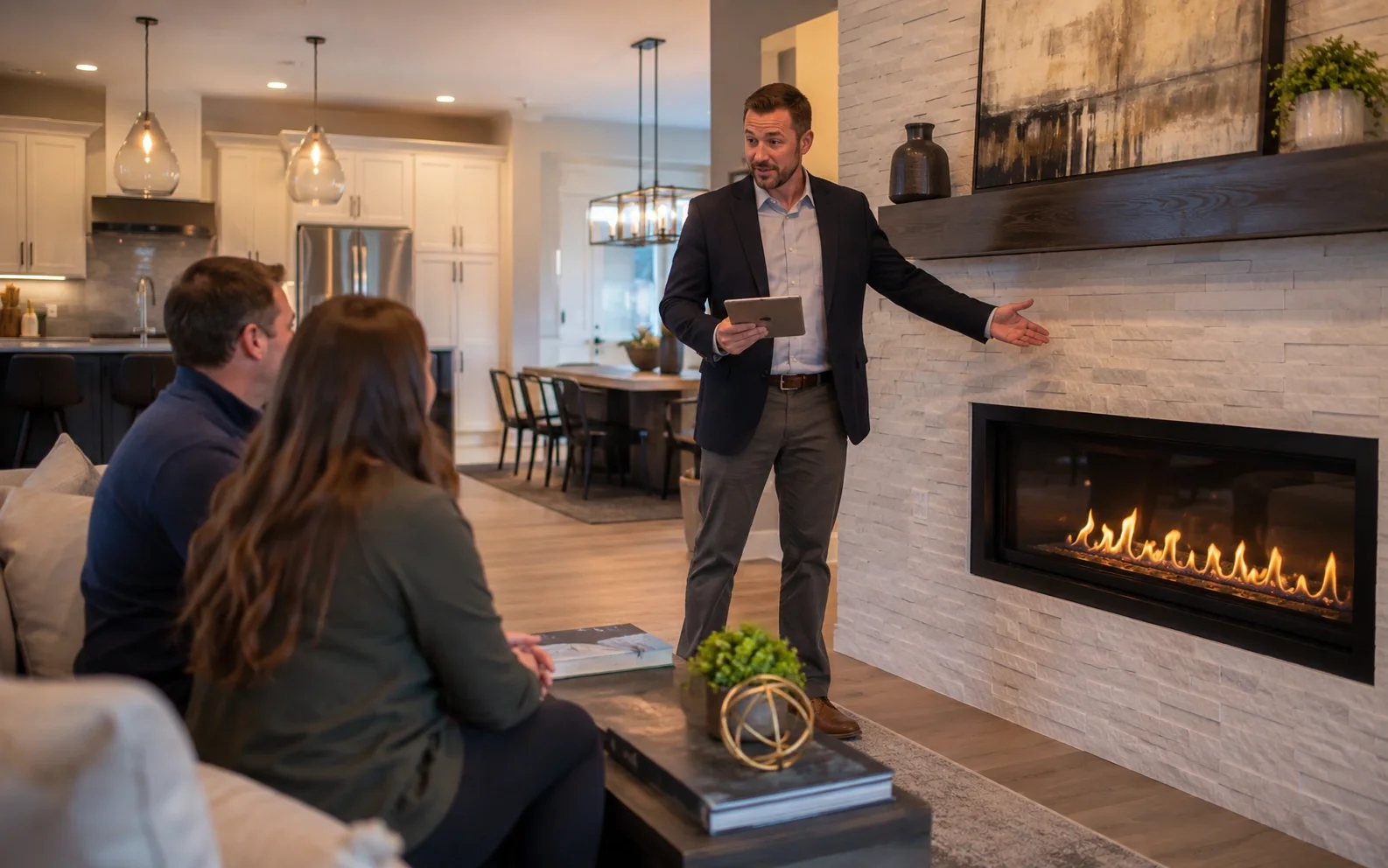 Professional consultation for open concept fireplace sizing