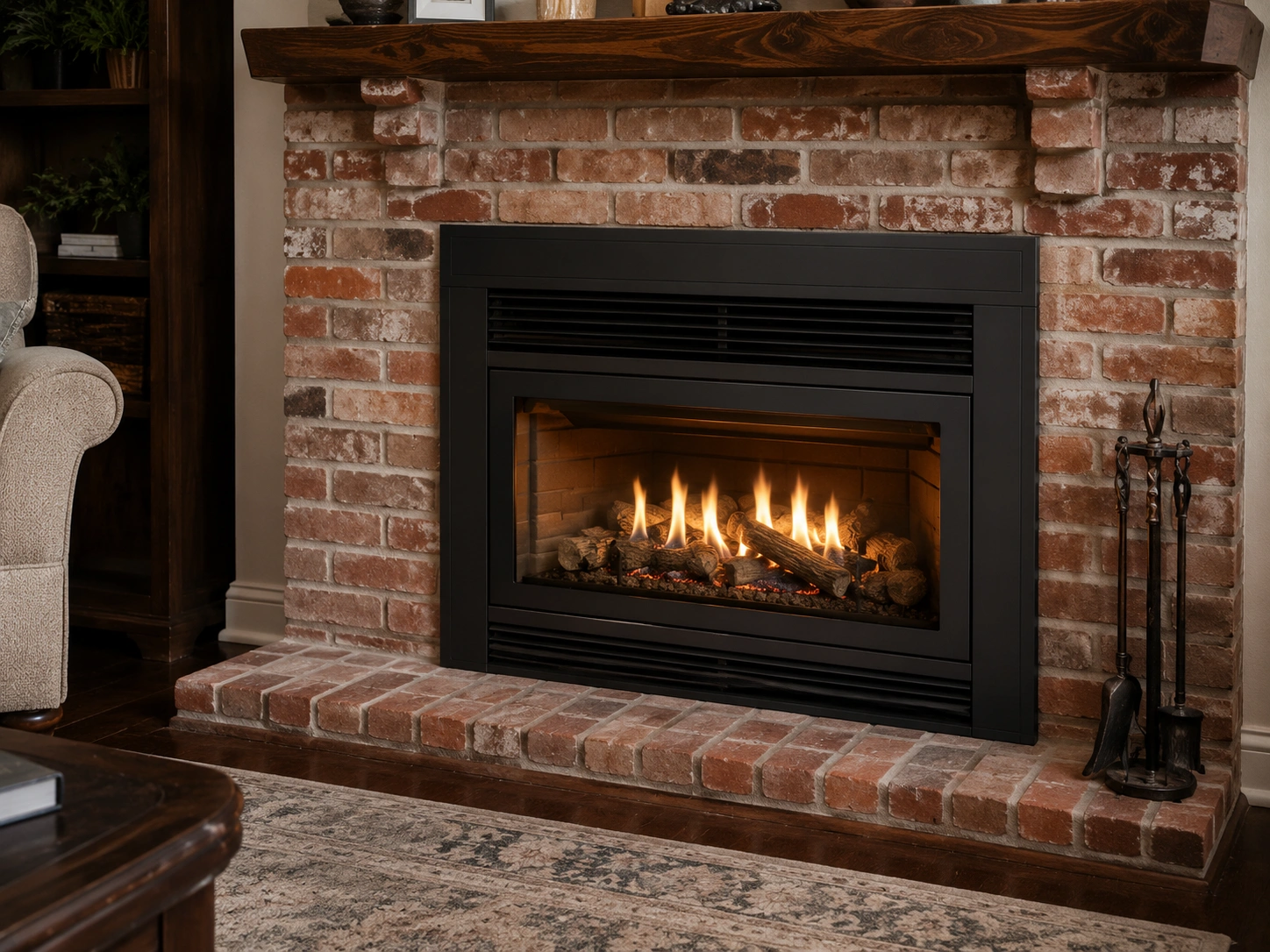 Propane fireplace insert in existing fireplace