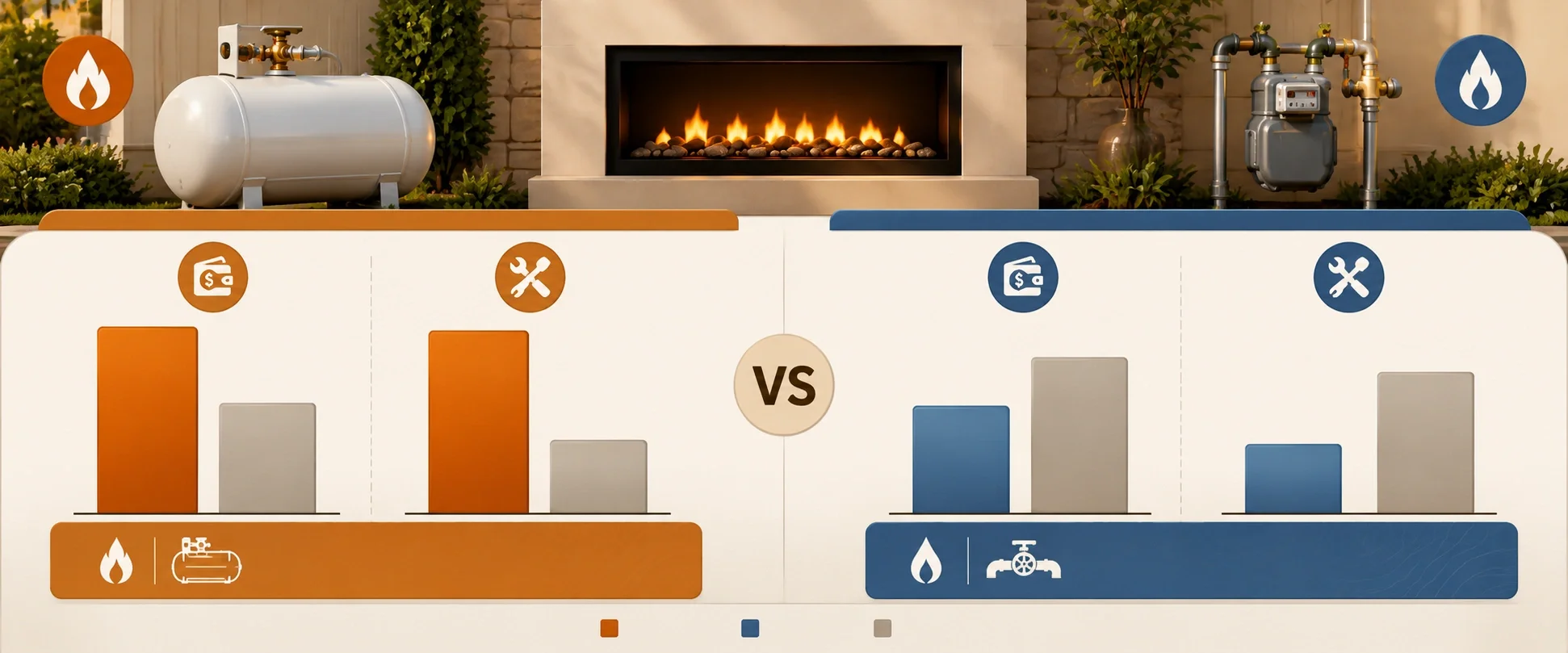 Cost comparison chart between propane and natural gas fireplaces