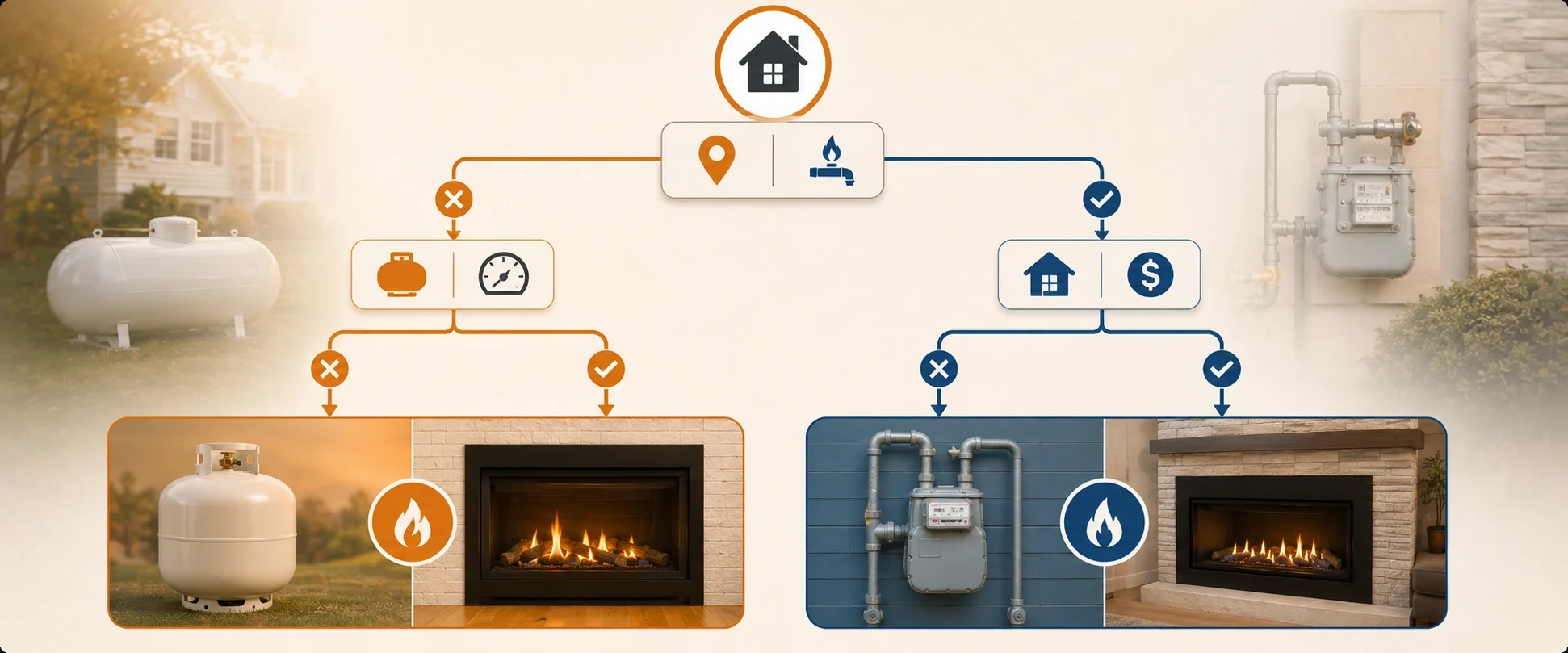 Decision guide for choosing between propane and natural gas fireplaces