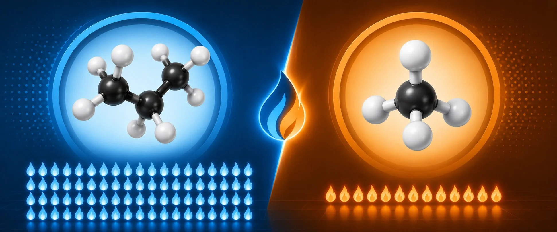 Efficiency comparison between propane and natural gas fireplaces