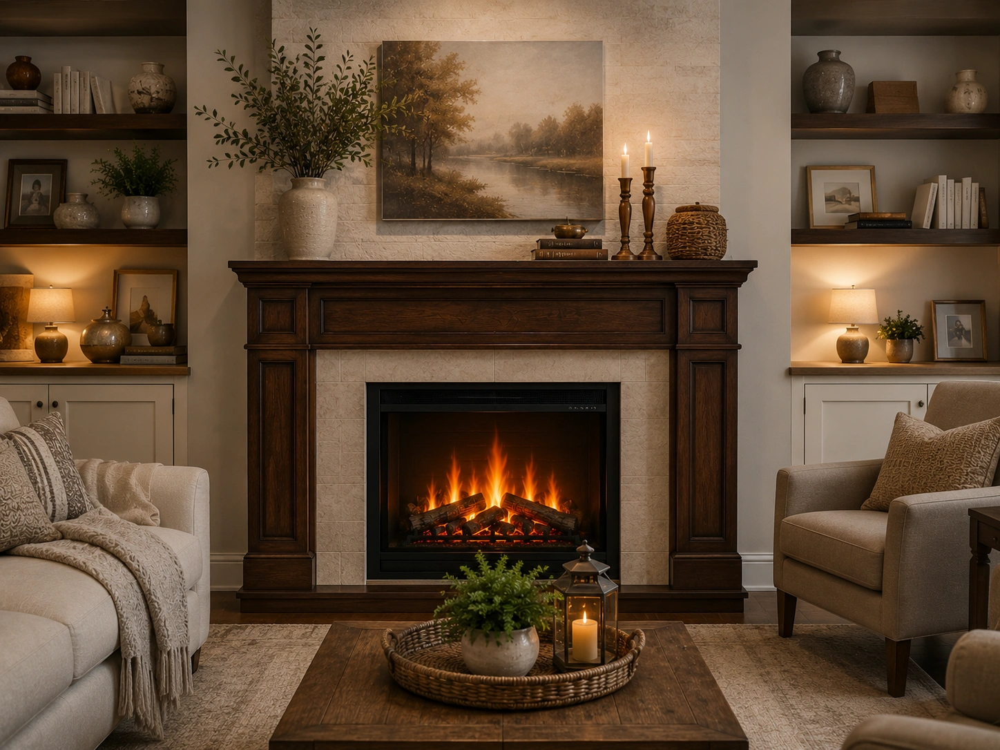 Set fireplace as living room focal point