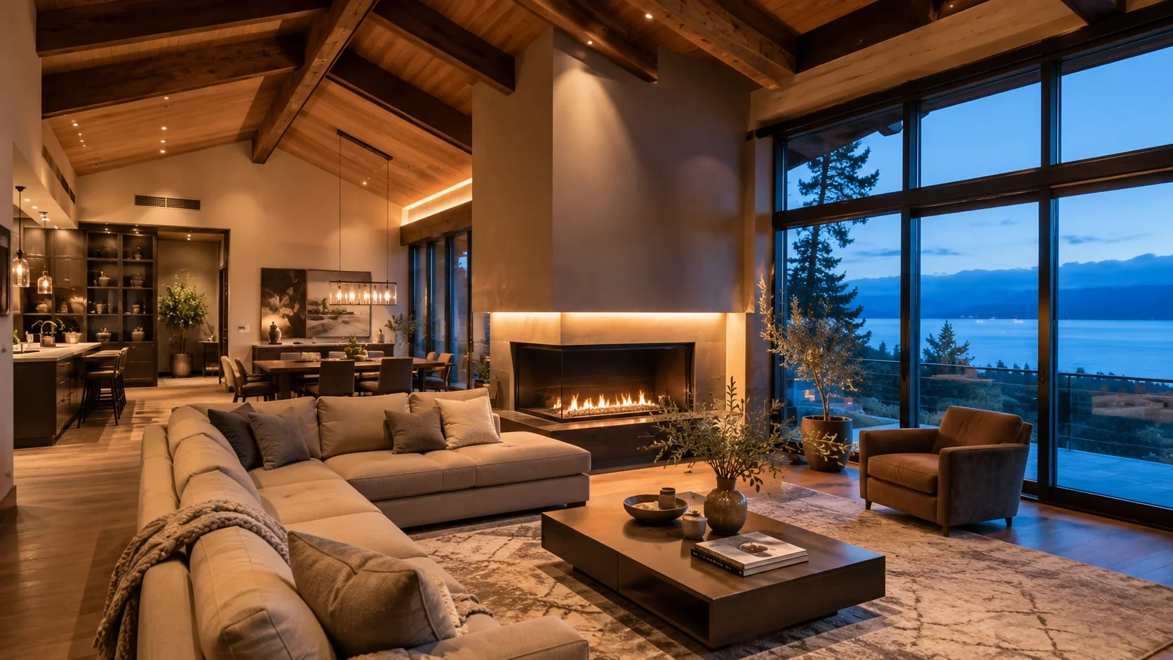 Fireplace in unique room configurations requiring special sizing