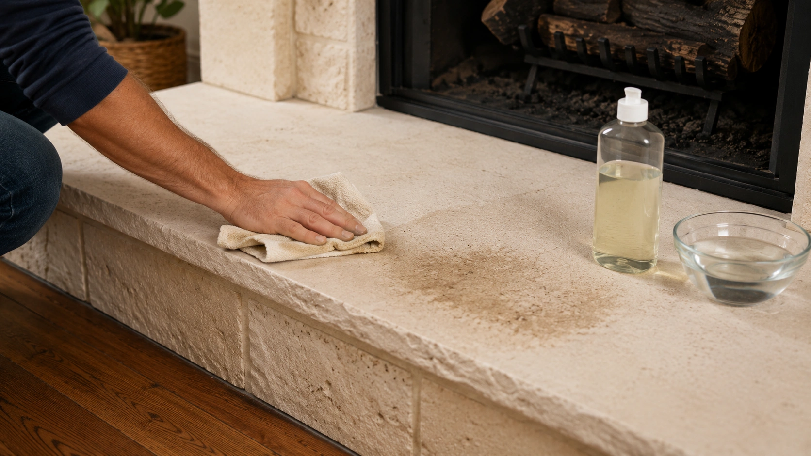 Removing stains from hearth