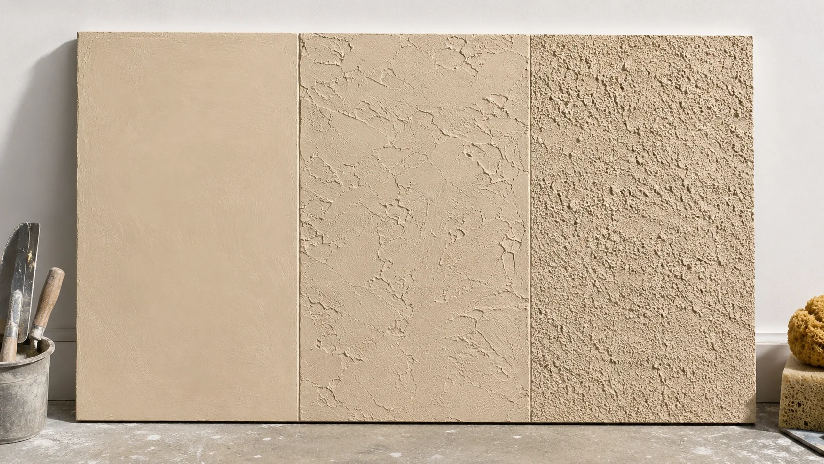 Different texture techniques for stucco fireplace finish