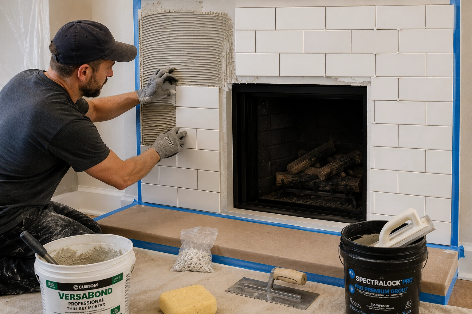 Professional fireplace tile installation