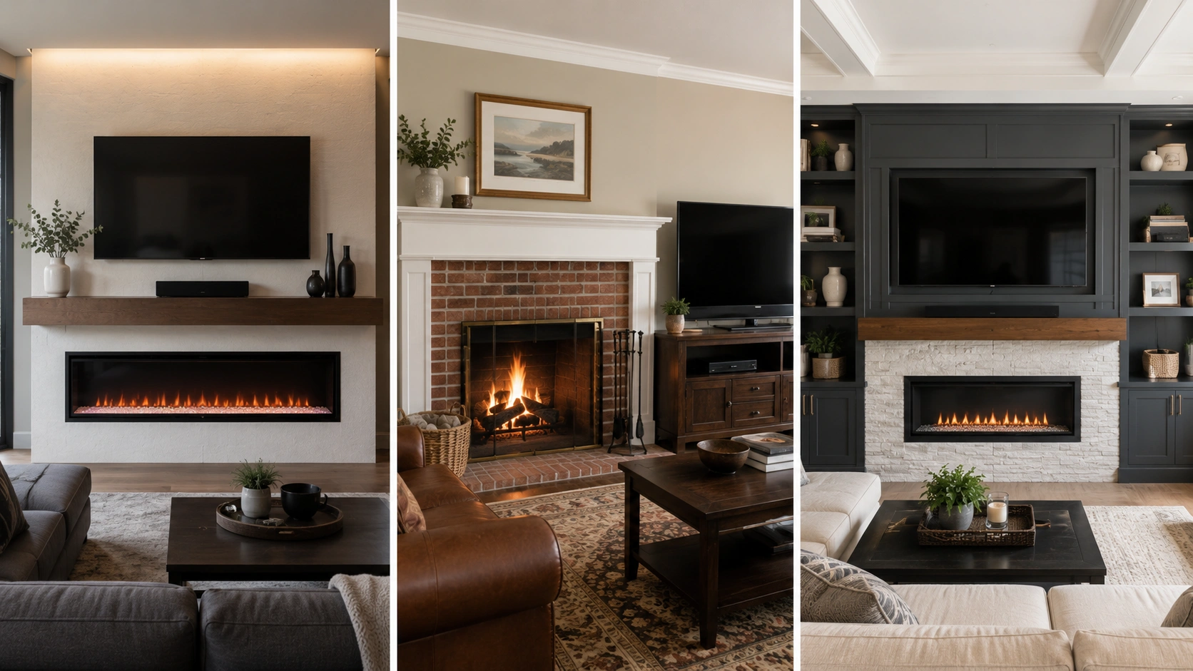 Various TV fireplace design concepts
