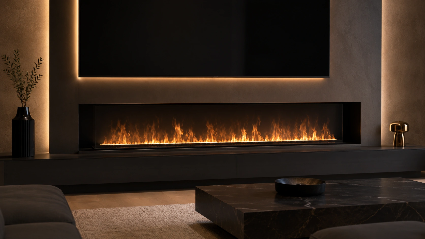 Water vapor fireplace with ultra-realistic flames