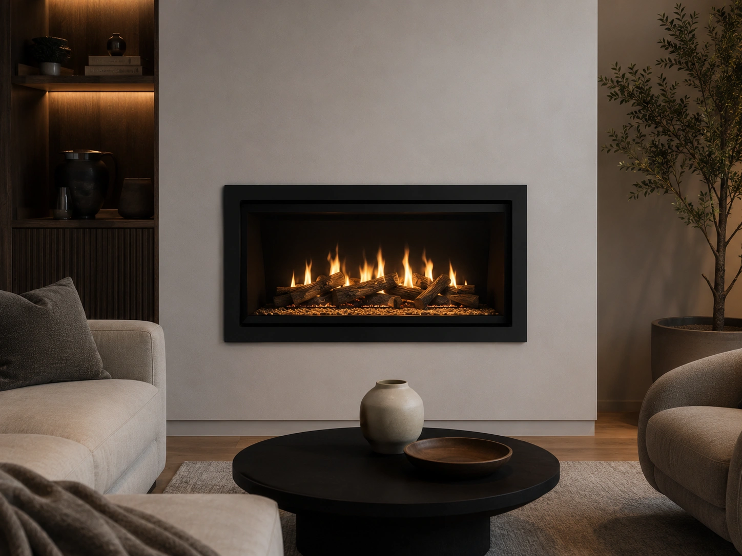 Ventless propane fireplace without chimney