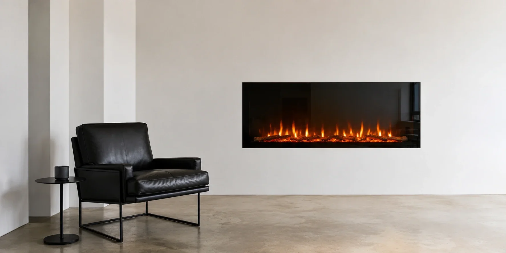 Minimalist wall fireplace with clean lines