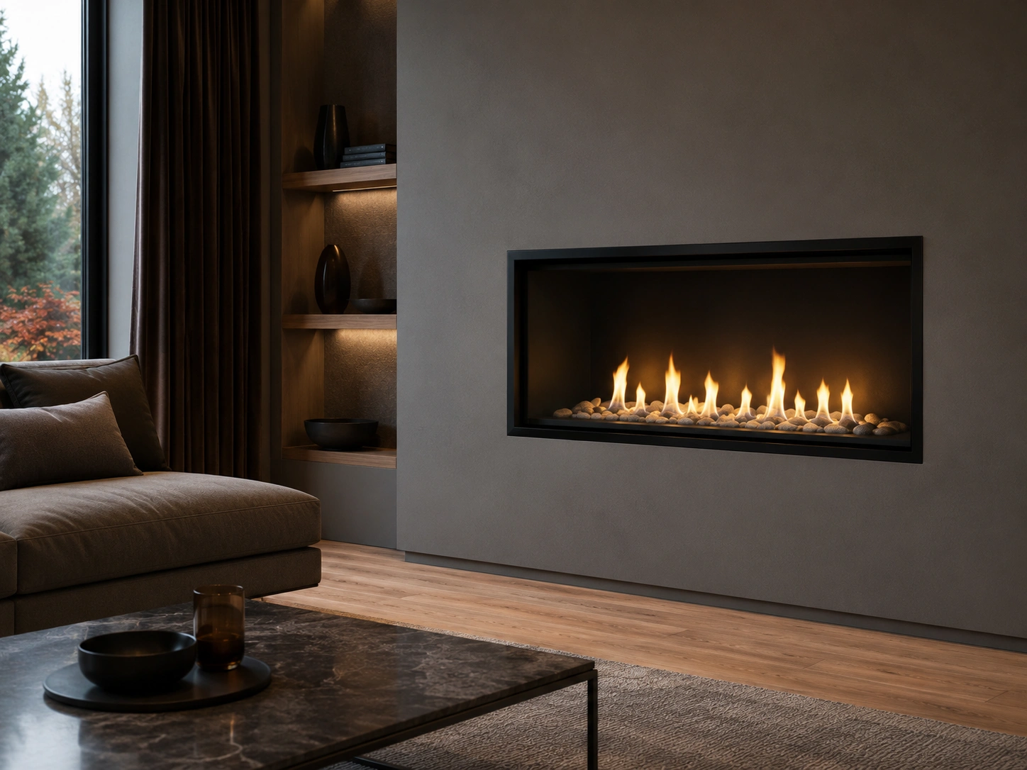 Wall mounted gas fireplace installation