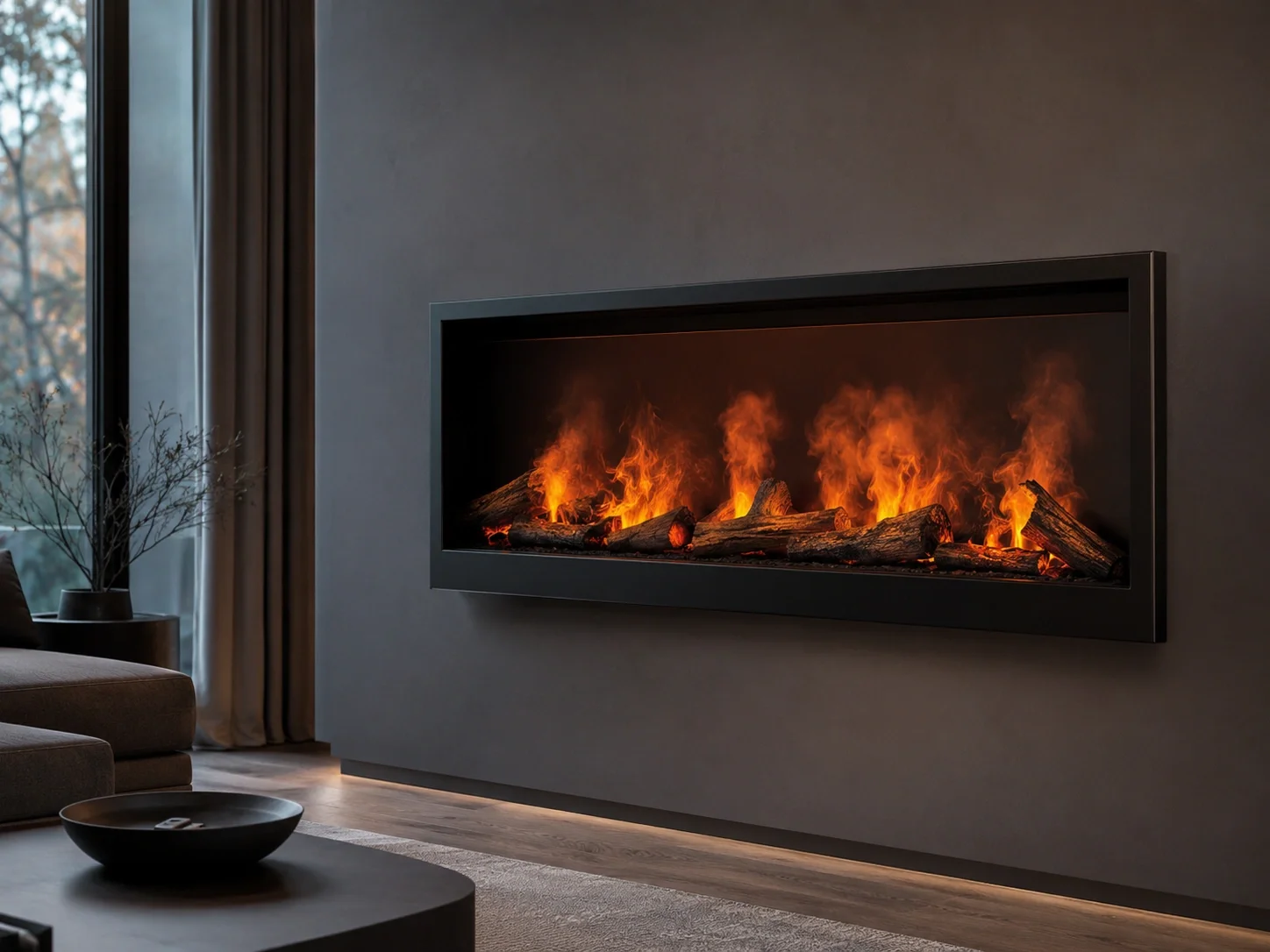 Water vapor fireplace with realistic smoke effect